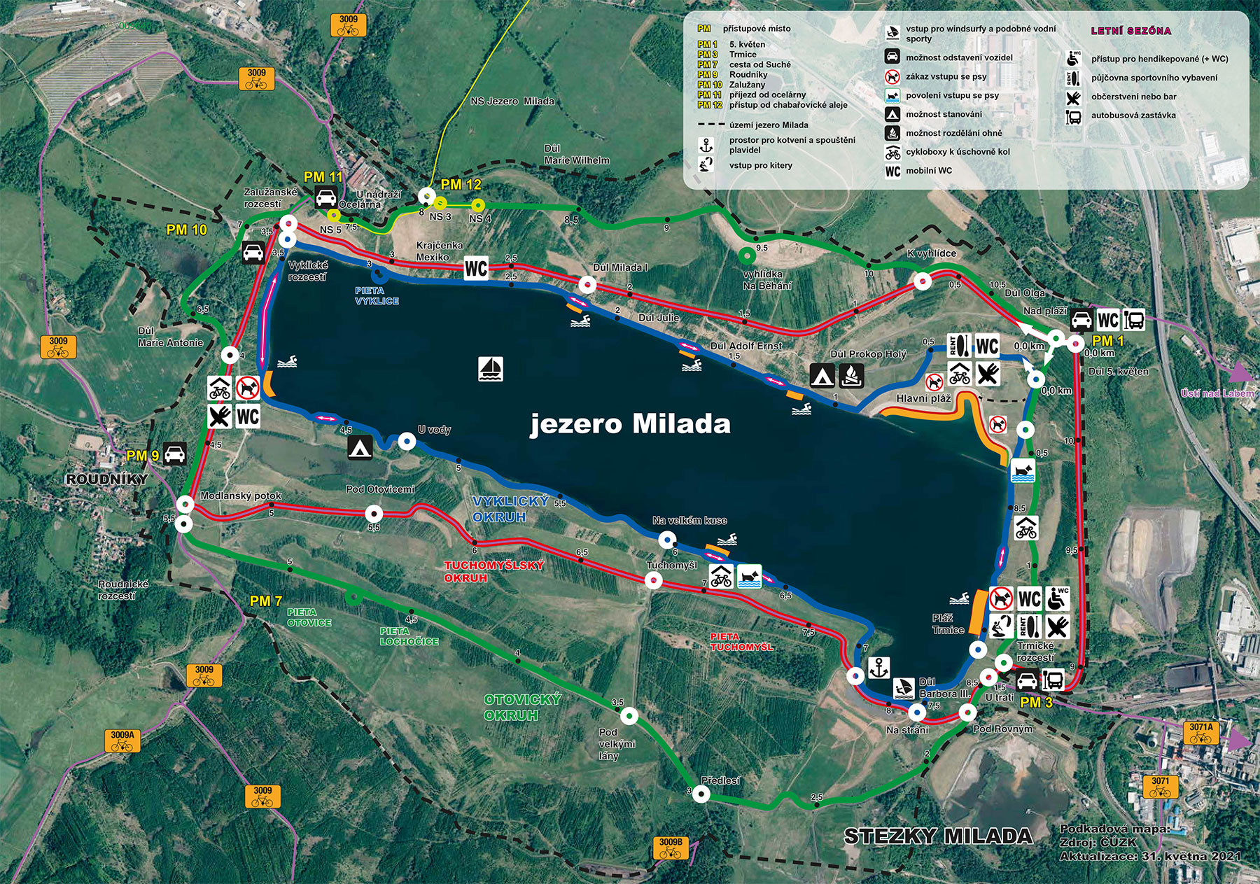 Mapa území Jezera Milada